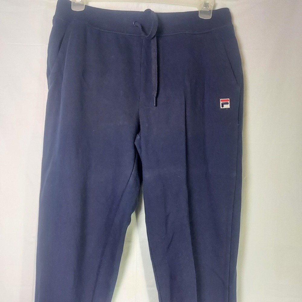 FILA Logo Navy Blue Lounge Pants Drawstring Sweatpants Mens Large L Casual